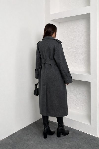 Perryes Premium Women's Smoked Cashmere Coat Long Winter Belted Stylish Overcoat