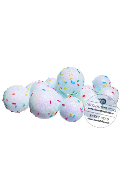 Decoratiuni Dulci Sfere necomestibile albastru fulg cu bastonase colorate (20...