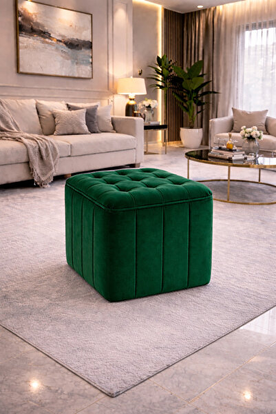 Tasarım Kapitoneli dilimli “Modern Kare Puf | Ayak Dinlendirme Taburesi | Dek...