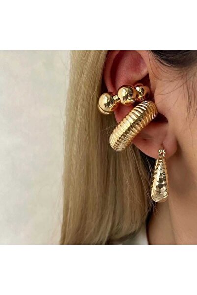 Bubbleatelier Gold Çizgi Detay Earcuff