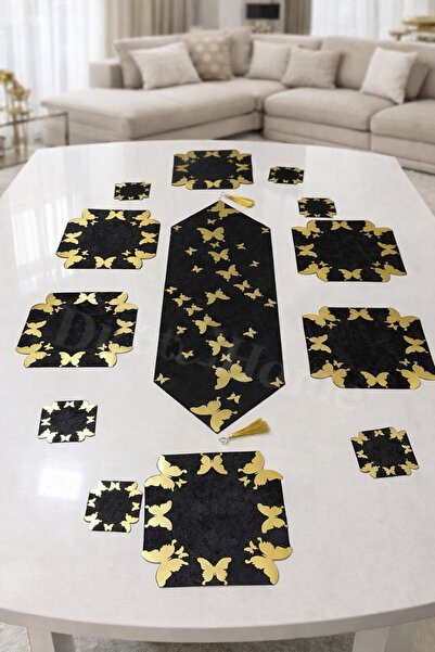 Diva Home Velvet Leather Butterfly Pattern Laser Cut 19 Piece American Set