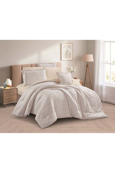 Levore مفرش ليفوري 4 قطع قطن 100% ناعم مشجر وجهين صيفي بحشوة ثابتة Elaenore-17B