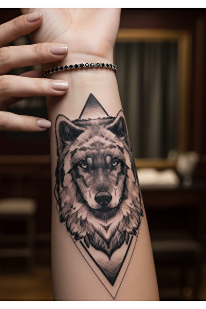 deepmoon Gerçek Dövme Görünümlü Kurt Yüzü Modelli 3 Boyutlu Tattoo