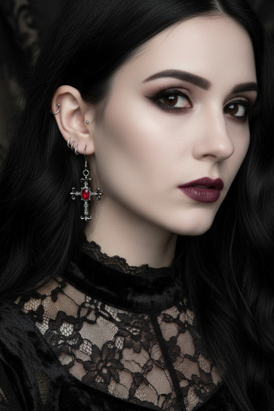 İYİ MODA Gothic Punk Sembol Küpe Gotik Haç Küpe