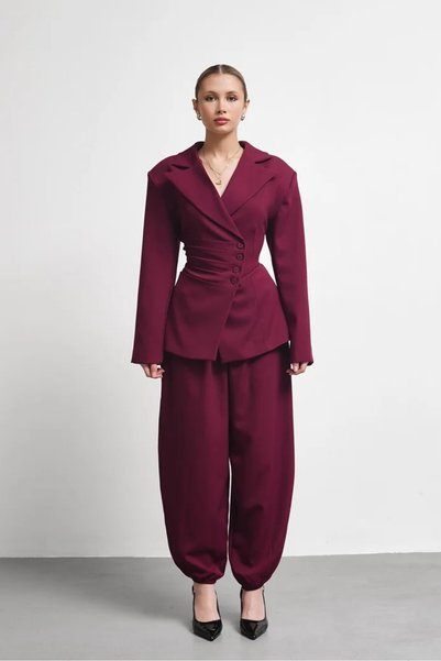 zoezoe Style- Blazer Dean Kruvaze Düğme Detay Takım