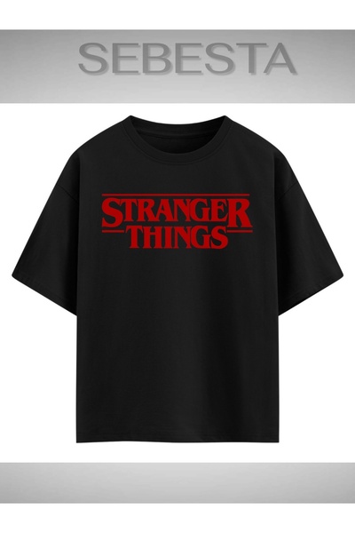 Sebesta Fashion تي شيرت سترينجر ثينجز مطبوع بمقاس كبير وعالي الجودة