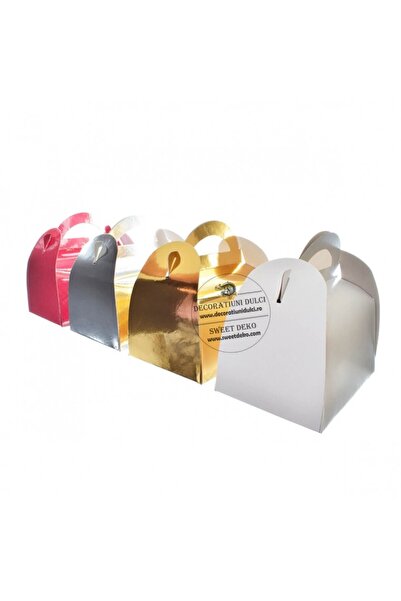 Decoratiuni Dulci Cutii prajituri 12x18cm (5buc/set) - Argintiu