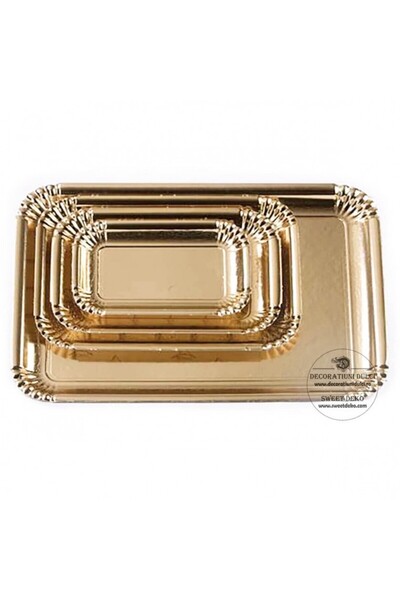 Decoratiuni Dulci Set 5 tavi carton auriu pentru prajituri, Venus luxury - 24...