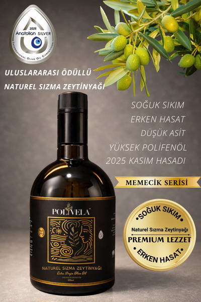 Polivela Erken Hasat Soğuk Sıkım Natürel Sızma Zeytinyağı 500 ml – Memecik se...