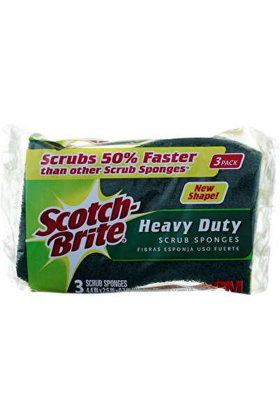 Scotch -Brite Heavy Duty Scrub Sponge (HD-3), 3/Pack