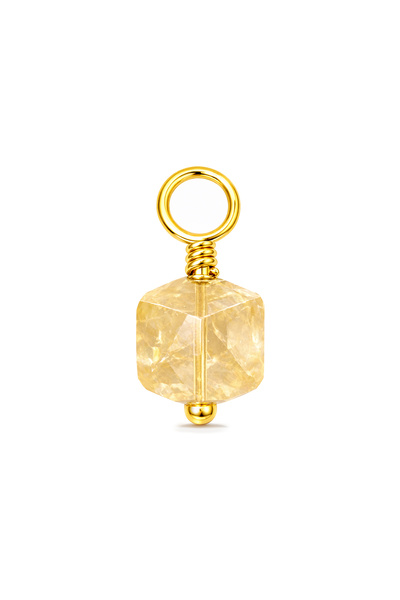 Tasarlatak Doğal Sitrin Taşlı Küp Charm Kolye & Bileklik Ucu – 925 Ayar Gümüş...