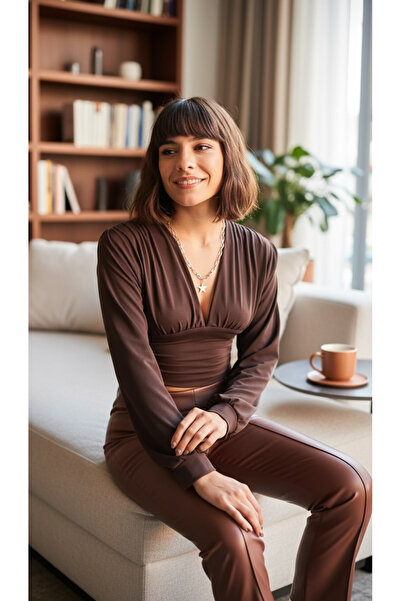 Peille Women's Balloon Sleeve Special Sexy Stylish Crop Blouse Draped Design ...