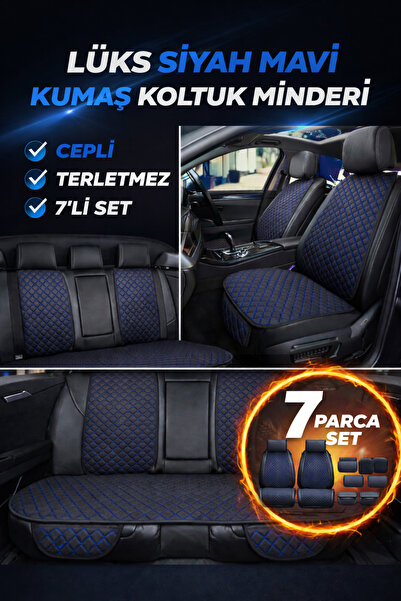 TROBUS 7-Piece Quilted Fabric Car Seat Fabric– Non-Slip, Front and Back Compa...