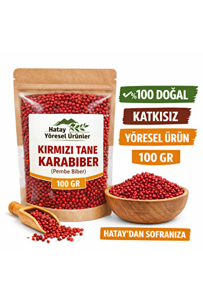 Hatay Yöresel Ürünler Kırmızı Tane Karabiber (Pembe Biber) 100 GR – Doğal Tan...