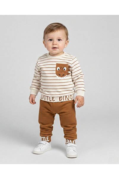 Ege Bebek Baby Boy Seasonal Striped Crew Neck Long Sleeve 100% Cotton Baby Set