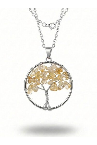 Leerybee Women's Tree of Life Natural Stone Steel Necklace