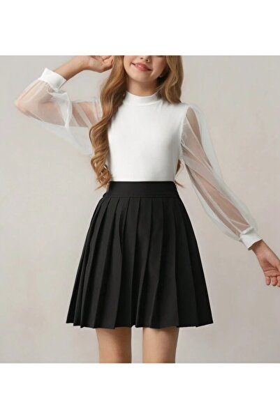 MAROVOAY Girl's Pleated Lycra Skirt