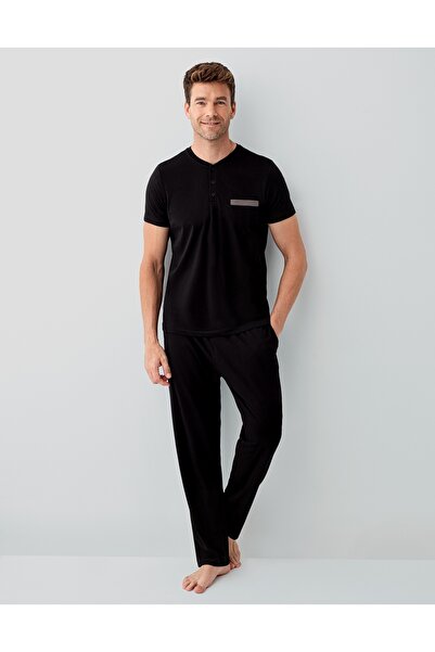 Arnetta Men's Cotton Short Sleeve Pocket Detailed Bermuda/Long Pants 3-Piece ...