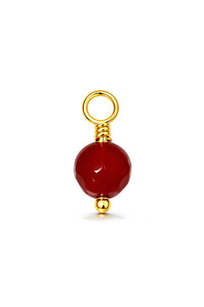 Tasarlatak Doğal Garnet (Lal Taşı) Charm Kolye & Bileklik Ucu – 925 Ayar Gümü...