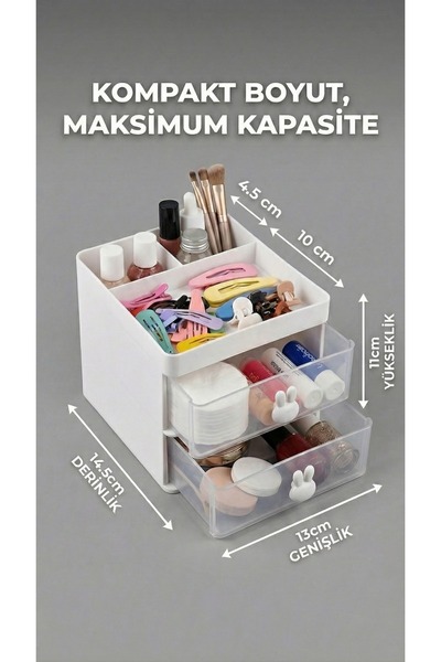 Reona Popsy 2 Çekmeceli Makyaj Organizeri – 5 Bölmeli Kozmetik, Fırça & Takı ...