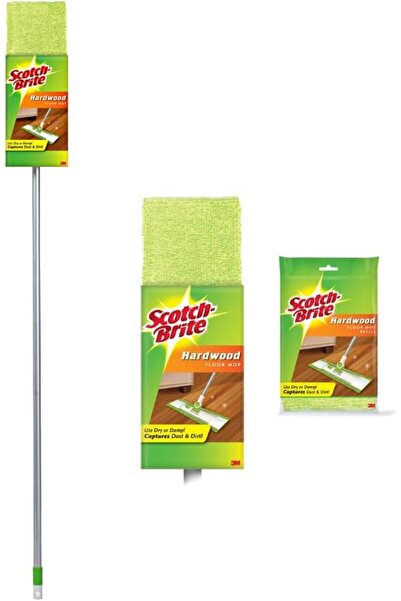 Scotch -Brite Microfiber Hardwood Flat Floor Mop with Stick, 1 set/pack