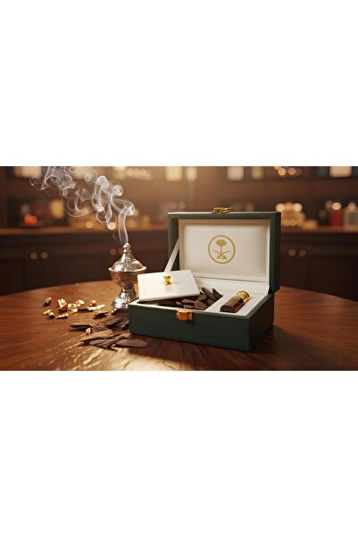 GIFT بوكس ملكي مع اوقيه من عود الكلمنتان الازرق الفاخر 28جرام وتوله من دهن ال...