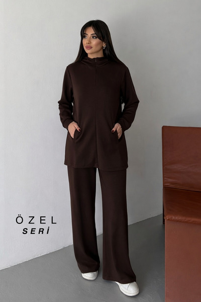 Mogi Butik Zipper Detailed Hooded Oversize Modal Hijab Set 3173 - Special Series