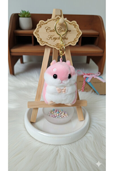 Şirin Sevimli Pofuduk Peluş Hamster Anahtarlık - 3 Renk Seçeneği (Sarı, Gri, ...