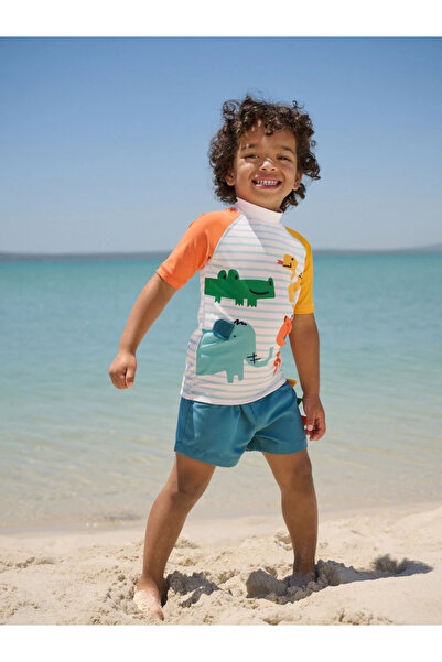 Next Baby Animal Patterned Sun Protection Top and Bottom Men's Swimsuit Set A...