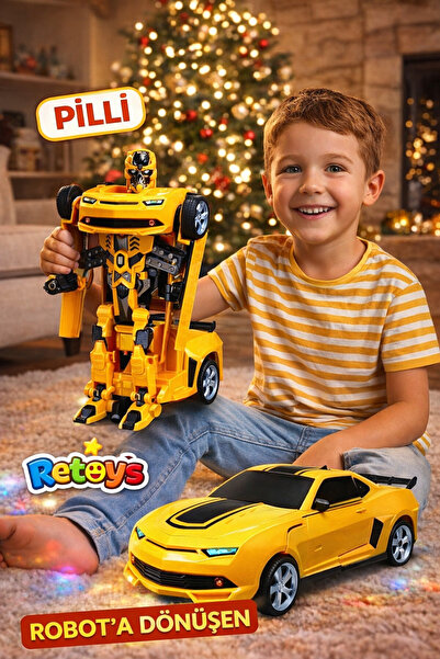 Retoys Transformers Bumblebee Robota Dönüşen Sesli Işıklı Oyuncak Robot Araba