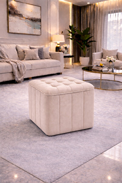 Tasarım Kapitoneli dilimli “Modern Kare Puf | Ayak Dinlendirme Taburesi | Dek...