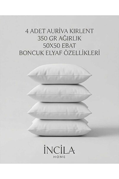 incila home AURİVA 4'lü Kırlent Kılıfı Iç Yastığı 50x50 350Gr Elyaf Kırlent İ...