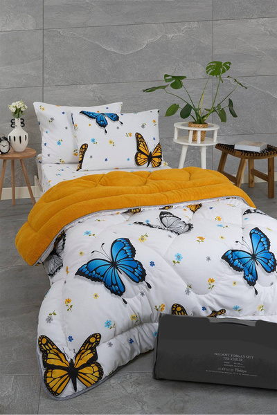 MUK's Σετ υπνοδωματίου Premium διπλής όψης Welsoft με σεντόνι και μαξιλάρι σε...