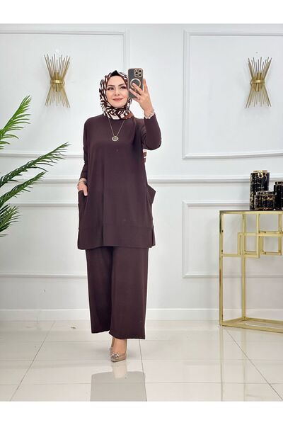 SELVENORA Almina Sandy Fabric Hijab Set Tunic Pants Two-Piece Set – Plus Size...