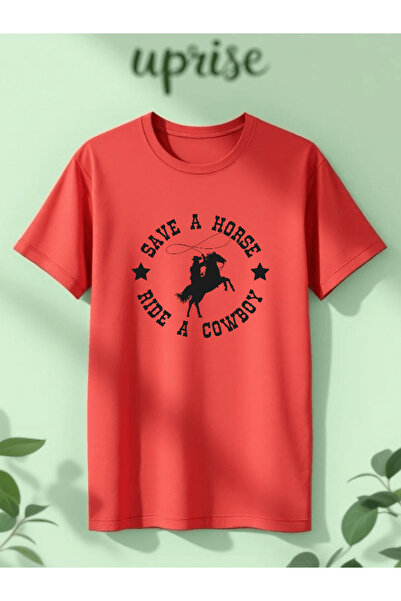 Vordevia Save a Horse Ride a Cowboy Printed Cotton Oversize T-Shirt