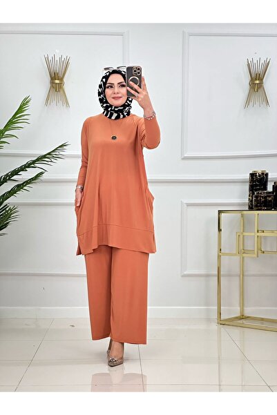 SELVENORA Almina Sandy Fabric Hijab Set Tunic Pants Two-Piece Set – Plus Size...
