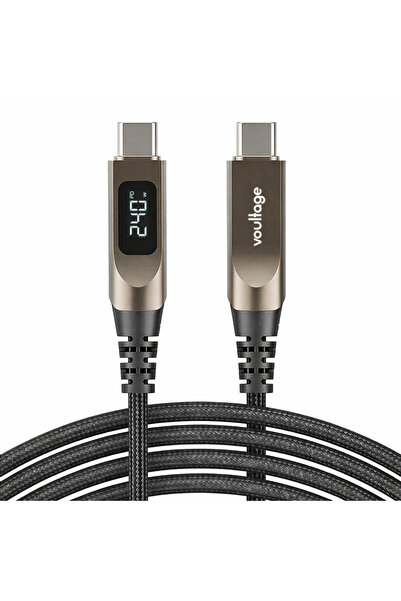 Voultage Type-C to Type-C 240W Dijital Ekranlı Şarj Kablosu - Metal - 1.2 Met...