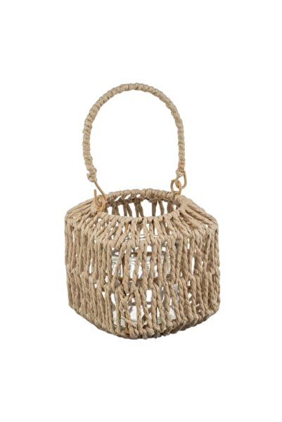 OEM Decorative Square Lantern with Braided Pattern Handle & Support for Candl...