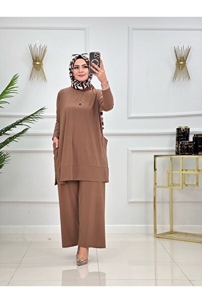 SELVENORA Almina Sandy Fabric Hijab Set Tunic Pants Two-Piece Set – Plus Size...