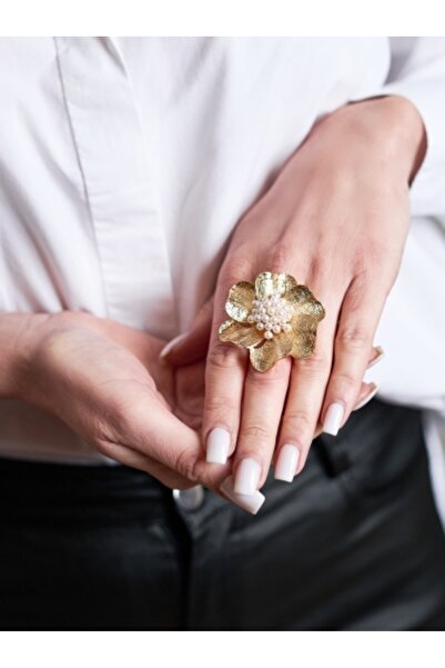 OEM Inel cu floare brodată si perle