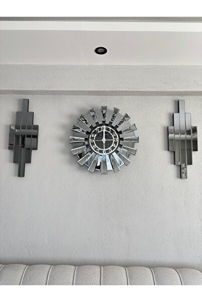 PAŞABAHÇE CAM 60 cm önü camlı saat seti FÜME