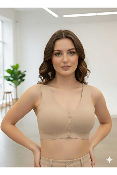 M.F.Ö LİNGERİE Laser Cut Stitch-Free Front Button Snap-On Ghost Bra Without U...