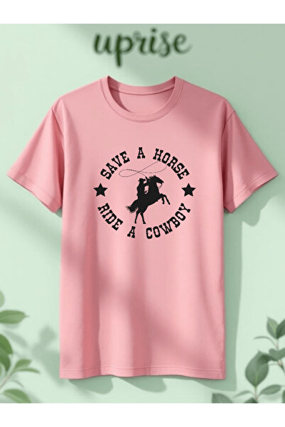 Vordevia Save a Horse Ride a Cowboy Printed Cotton Oversize T-Shirt