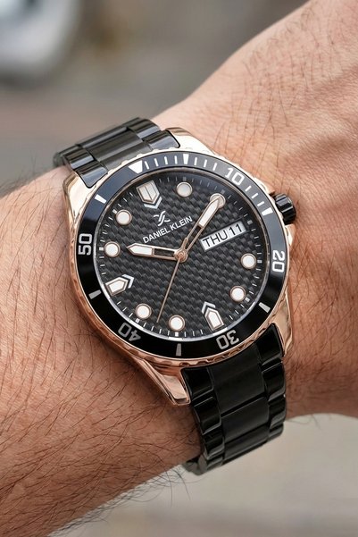 Daniel Klein Siyah Rose Gold Çelik Kordonlu Sevgili Çift Kol Saatleri