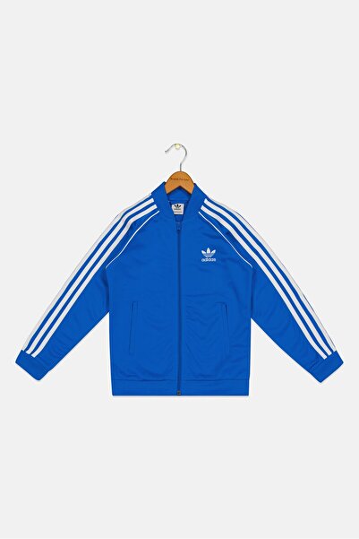 adidas Kids Boy Embroidered Logo Long Sleeve Track Jacket, Blue