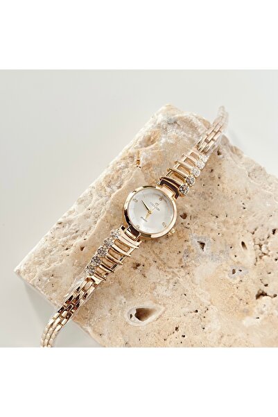 Vesce Atelier Işıltı Series Gold Watch White