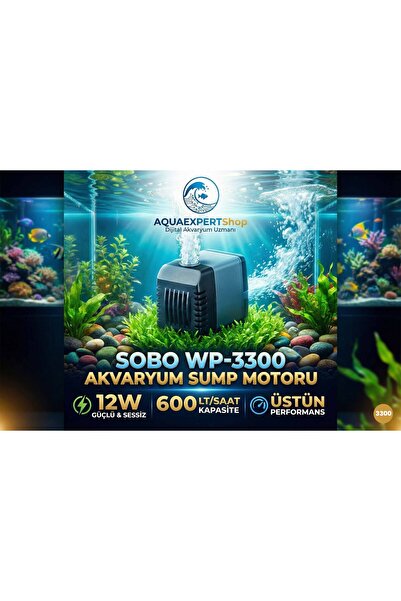 Sobo Akvaryum Sump Motoru - Kafa Motoru 12W -- 600 LT/Saat - WP-3300