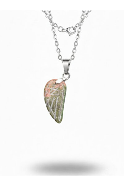 Leerybee Angel Wing Design Natural Stone Necklace - Stylish Steel Chain Gift