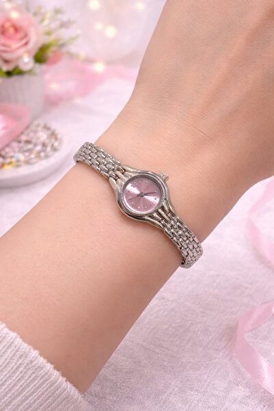 matheon Women's Silver Metal Band Pink Dial Analog Wrist Watch – Elegant Slim...