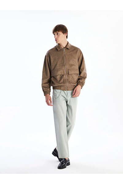 LC Waikiki Brown Comfortable Fit Shirt Collar Suede Men's Coat